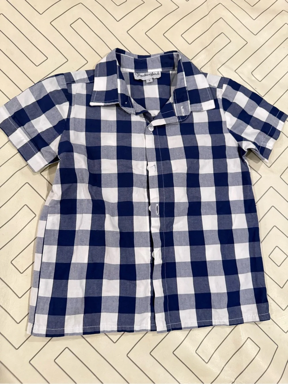Smockingbird Navy & White Check Short-Sleeve Button Down